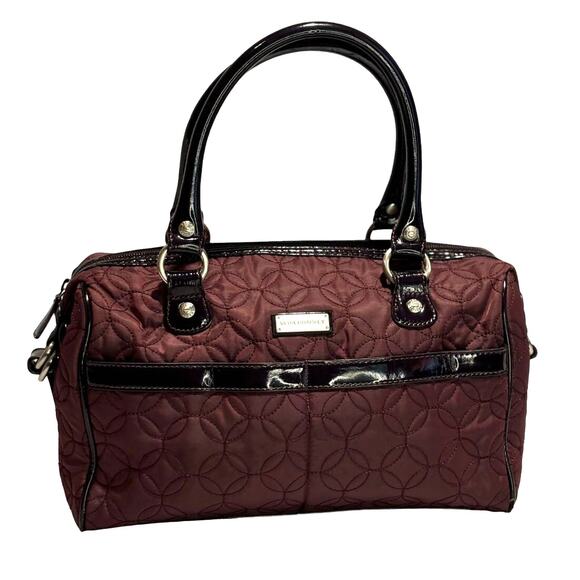 Women's Vera Bradley Quilted Burgundy Patent Leather Duffle Doctor Bag, GUC - Picture 1 of 9
